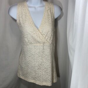 Caslon Cream Lace Sleeveless Top
